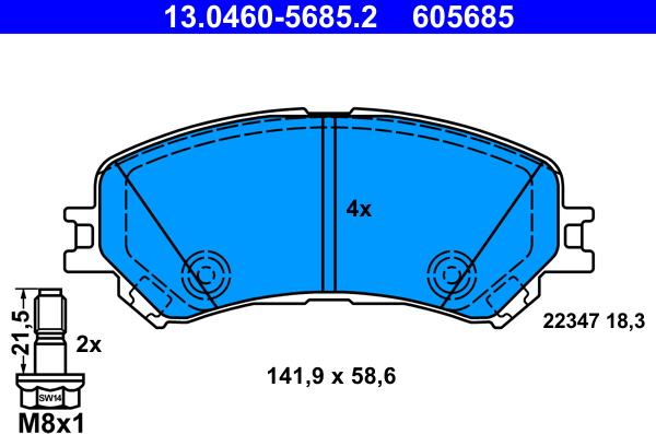 ATE 13.0460-5685.2 - Əyləc altlığı dəsti, əyləc diski furqanavto.az