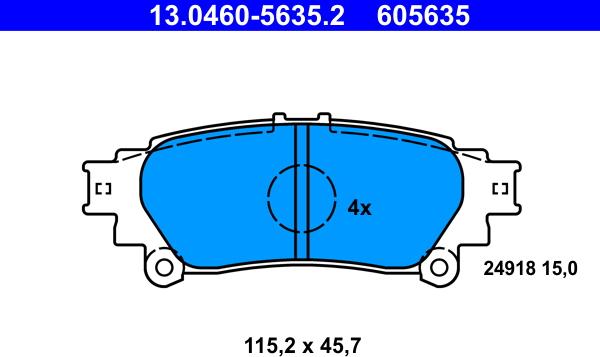 ATE 13.0460-5635.2 - Əyləc altlığı dəsti, əyləc diski furqanavto.az