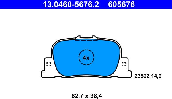 ATE 13.0460-5676.2 - Əyləc altlığı dəsti, əyləc diski www.furqanavto.az