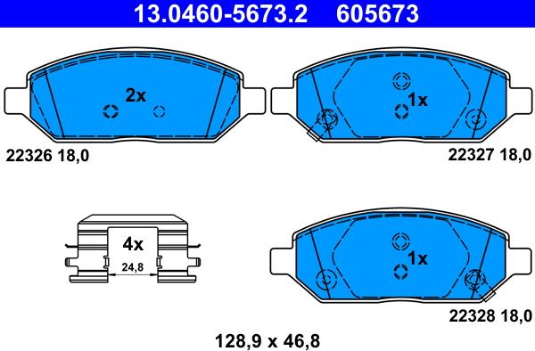 ATE 13.0460-5673.2 - Əyləc altlığı dəsti, əyləc diski furqanavto.az