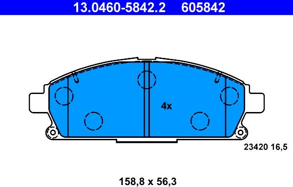 ATE 13.0460-5842.2 - Əyləc altlığı dəsti, əyləc diski furqanavto.az