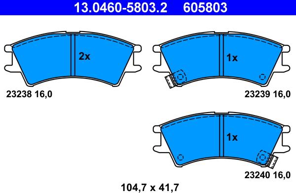 ATE 13.0460-5803.2 - Əyləc altlığı dəsti, əyləc diski furqanavto.az