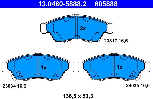 ATE 13.0460-5888.2 - Əyləc altlığı dəsti, əyləc diski furqanavto.az