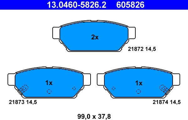 ATE 13.0460-5826.2 - Əyləc altlığı dəsti, əyləc diski furqanavto.az