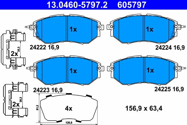 ATE 13.0460-5797.2 - Əyləc altlığı dəsti, əyləc diski furqanavto.az