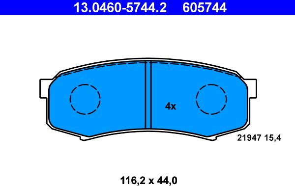 ATE 13.0460-5744.2 - Əyləc altlığı dəsti, əyləc diski furqanavto.az