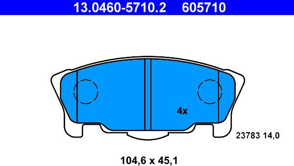 ATE 13.0460-5710.2 - Əyləc altlığı dəsti, əyləc diski furqanavto.az