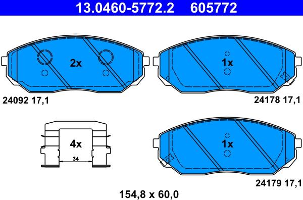 ATE 13.0460-5772.2 - Əyləc altlığı dəsti, əyləc diski furqanavto.az