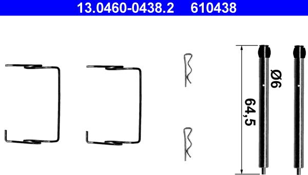 ATE 13.0460-0438.2 - Disk əyləc pedləri üçün aksesuar dəsti furqanavto.az