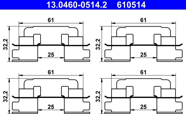 ATE 13.0460-0514.2 - Disk əyləc pedləri üçün aksesuar dəsti furqanavto.az