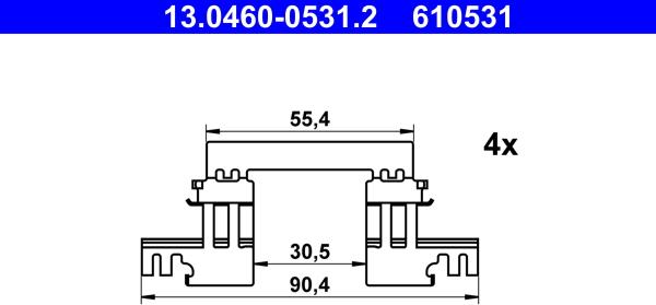 ATE 13.0460-0531.2 - Disk əyləc pedləri üçün aksesuar dəsti furqanavto.az