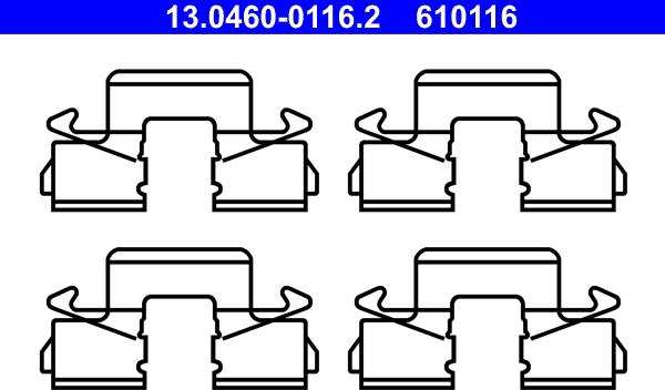 ATE 13.0460-0116.2 - Disk əyləc pedləri üçün aksesuar dəsti furqanavto.az