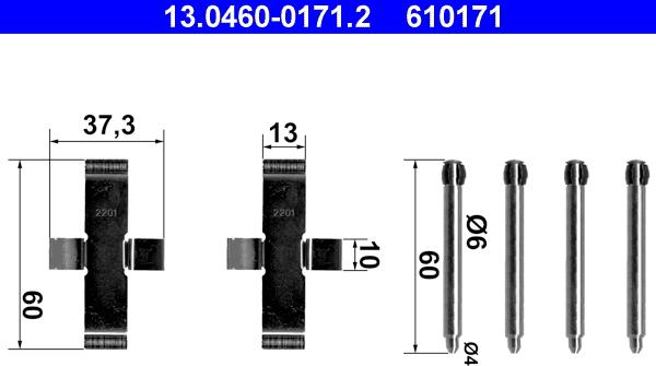 ATE 13.0460-0171.2 - Disk əyləc pedləri üçün aksesuar dəsti furqanavto.az