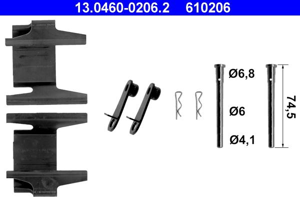 ATE 13.0460-0206.2 - Disk əyləc pedləri üçün aksesuar dəsti furqanavto.az