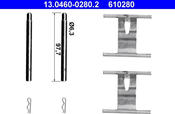 ATE 13.0460-0280.2 - Disk əyləc pedləri üçün aksesuar dəsti furqanavto.az