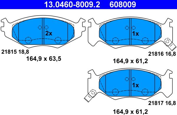 ATE 13.0460-8009.2 - Əyləc altlığı dəsti, əyləc diski furqanavto.az