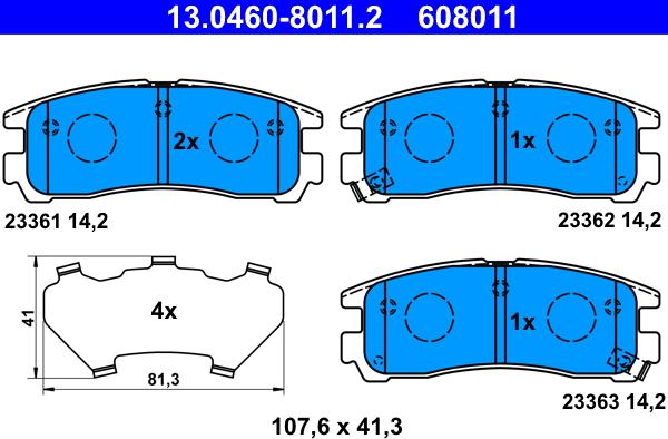 ATE 13.0460-8011.2 - Əyləc altlığı dəsti, əyləc diski www.furqanavto.az