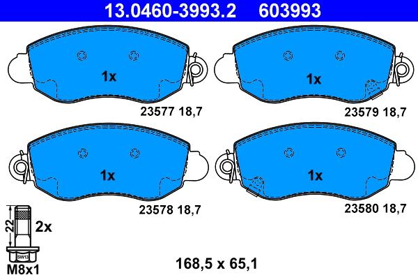 ATE 13.0460-3993.2 - Əyləc altlığı dəsti, əyləc diski furqanavto.az