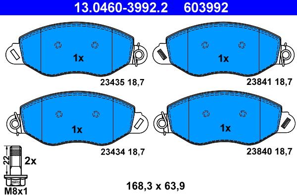 ATE 13.0460-3992.2 - Əyləc altlığı dəsti, əyləc diski furqanavto.az