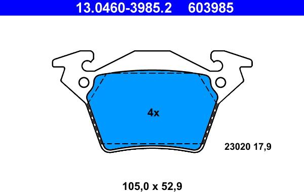 ATE 13.0460-3985.2 - Əyləc altlığı dəsti, əyləc diski furqanavto.az