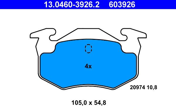 ATE 13.0460-3926.2 - Əyləc altlığı dəsti, əyləc diski furqanavto.az