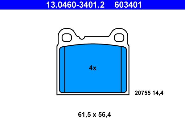 ATE 13.0460-3401.2 - Əyləc altlığı dəsti, əyləc diski www.furqanavto.az