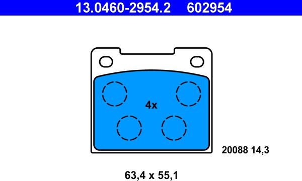 ATE 13.0460-2954.2 - Əyləc altlığı dəsti, əyləc diski www.furqanavto.az