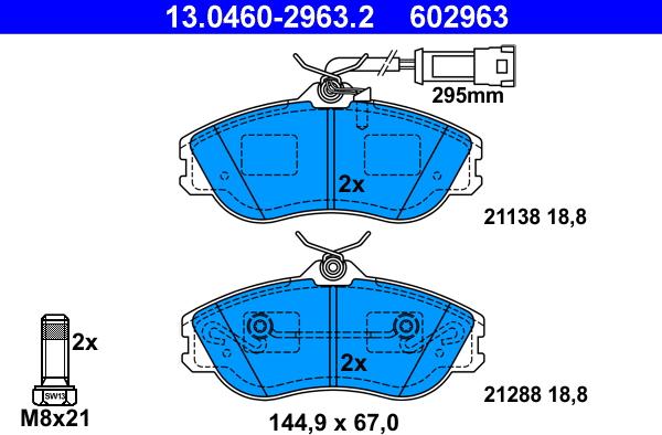 ATE 13.0460-2963.2 - Əyləc altlığı dəsti, əyləc diski www.furqanavto.az