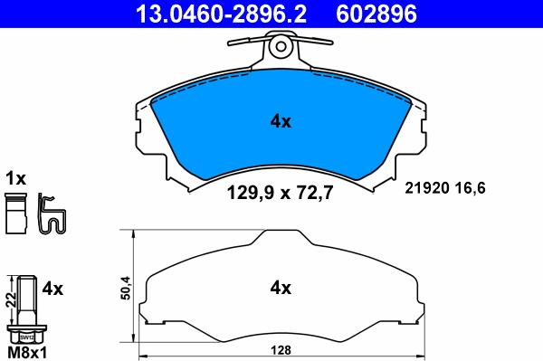 ATE 13.0460-2896.2 - Əyləc altlığı dəsti, əyləc diski furqanavto.az