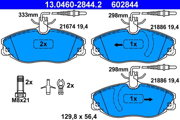 ATE 13.0460-2844.2 - Əyləc altlığı dəsti, əyləc diski www.furqanavto.az