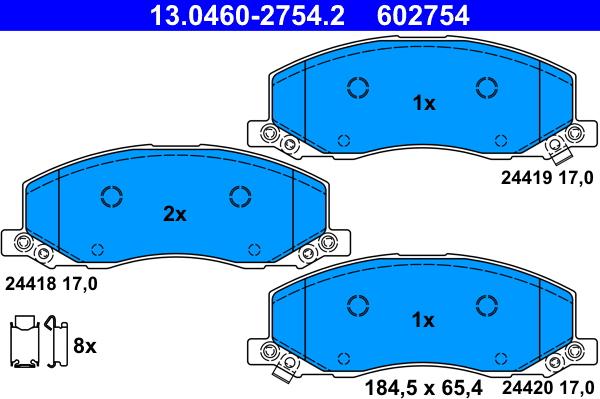 ATE 13.0460-2754.2 - Əyləc altlığı dəsti, əyləc diski furqanavto.az