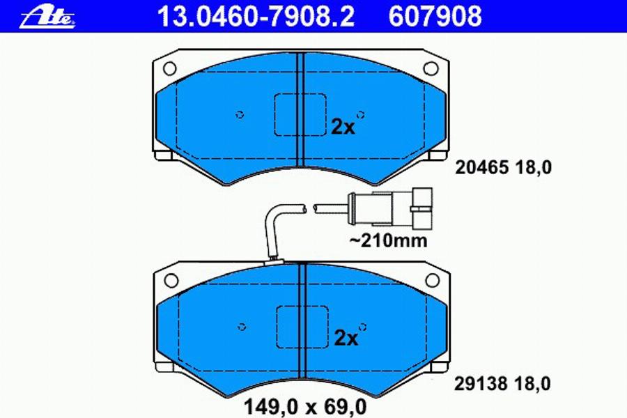 ATE 13046079082 - Əyləc altlığı dəsti, əyləc diski furqanavto.az