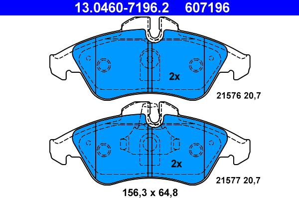 ATE 13.0460-7196.2 - Əyləc altlığı dəsti, əyləc diski www.furqanavto.az