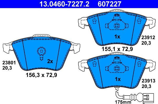 ATE 13.0460-7227.2 - Əyləc altlığı dəsti, əyləc diski furqanavto.az