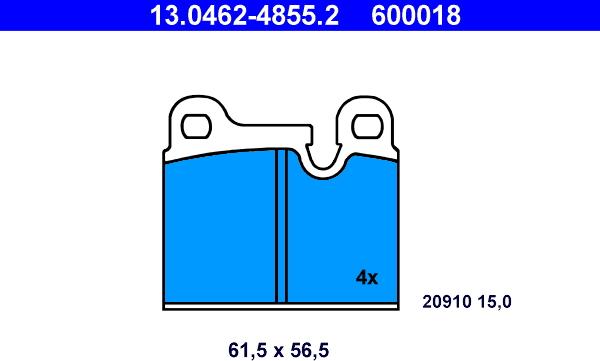 ATE 13.0462-4855.2 - Əyləc altlığı dəsti, əyləc diski furqanavto.az