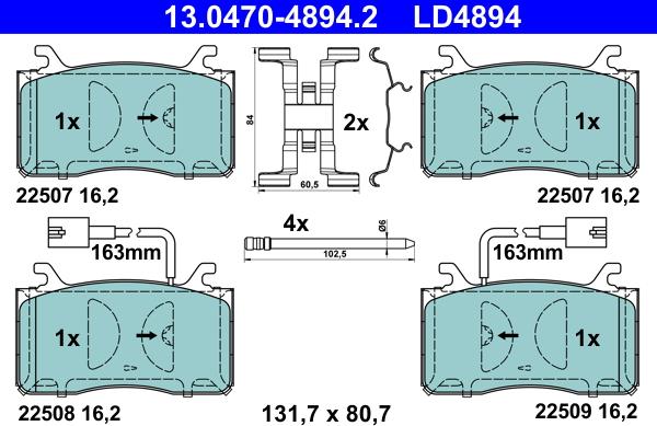 ATE 13.0470-4894.2 - Əyləc altlığı dəsti, əyləc diski furqanavto.az