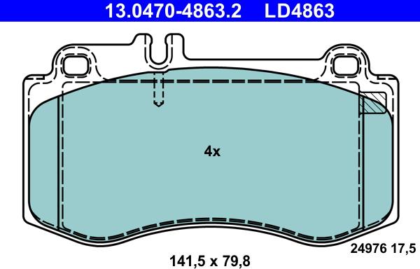 ATE 13.0470-4863.2 - Əyləc altlığı dəsti, əyləc diski furqanavto.az