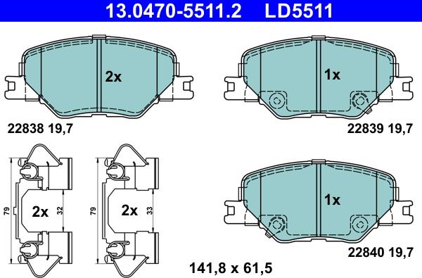 ATE 13.0470-5511.2 - Əyləc altlığı dəsti, əyləc diski furqanavto.az