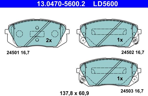 ATE 13.0470-5600.2 - Əyləc altlığı dəsti, əyləc diski furqanavto.az