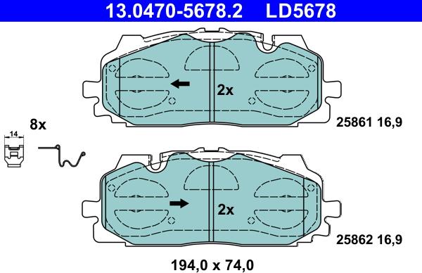 ATE 13.0470-5678.2 - Əyləc altlığı dəsti, əyləc diski furqanavto.az