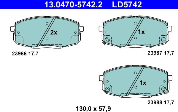 ATE 13.0470-5742.2 - Əyləc altlığı dəsti, əyləc diski furqanavto.az