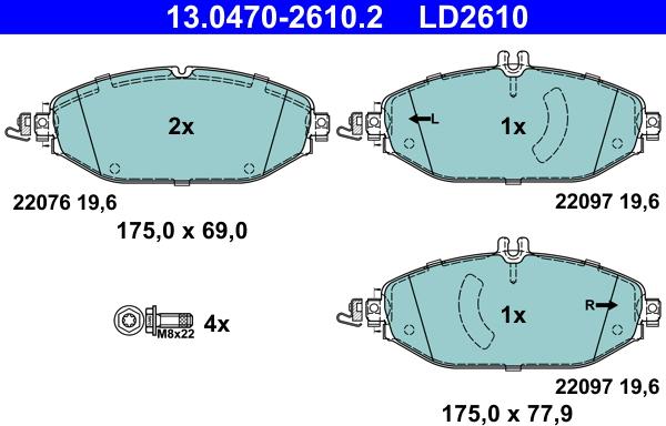 ATE 13.0470-2610.2 - Əyləc altlığı dəsti, əyləc diski furqanavto.az