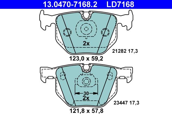 ATE 13.0470-7168.2 - Əyləc altlığı dəsti, əyləc diski www.furqanavto.az