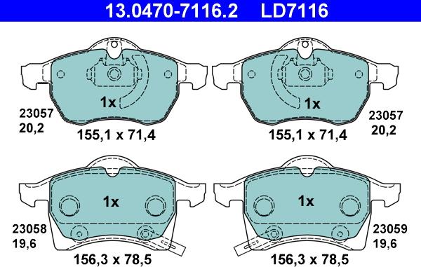 ATE 13.0470-7116.2 - Əyləc altlığı dəsti, əyləc diski furqanavto.az