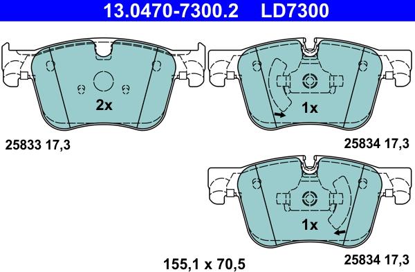 ATE 13.0470-7300.2 - Əyləc altlığı dəsti, əyləc diski furqanavto.az