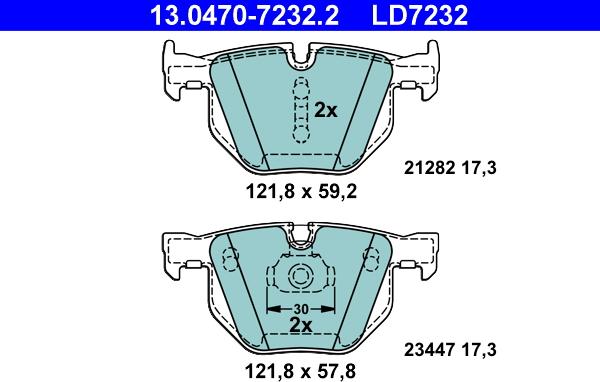 ATE 13.0470-7232.2 - Əyləc altlığı dəsti, əyləc diski www.furqanavto.az