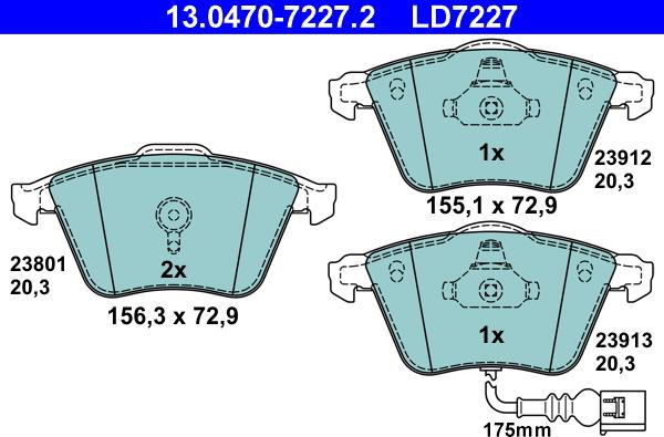 ATE 13.0470-7227.2 - Əyləc altlığı dəsti, əyləc diski furqanavto.az