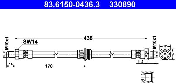 ATE 83.6150-0436.3 - Əyləc şlanqı furqanavto.az