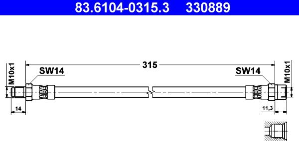 ATE 83.6104-0315.3 - Əyləc şlanqı furqanavto.az