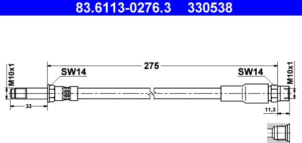 ATE 83.6113-0276.3 - Əyləc şlanqı www.furqanavto.az